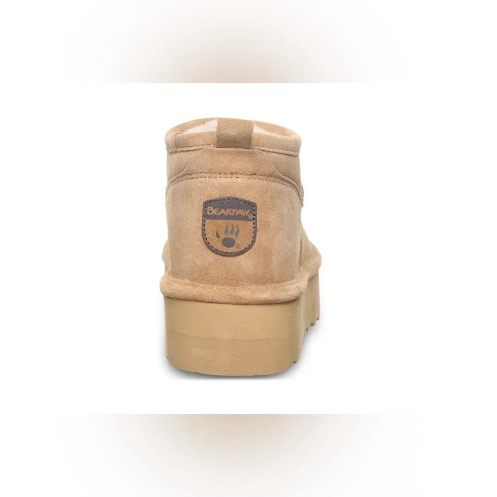 RETRO BearPaw SUPER SHORTY ICED COFFEE ankle boots; Size 4-5. NWOT!